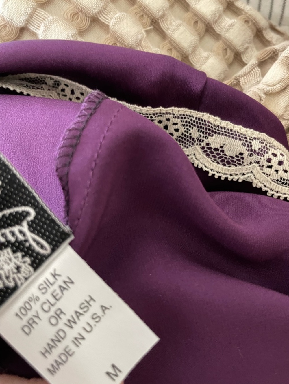 VTG Jonquil 100% Silk Lace Cami Tank Top 2000s Dead Stock Purple Tunic Y2K - Picture 6 of 9